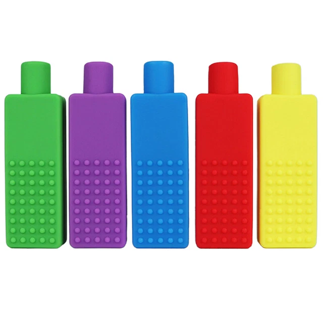 1Pcs Chewable Pencil Topper Bite Silicone Teether Pencil Cap Sensory -tz