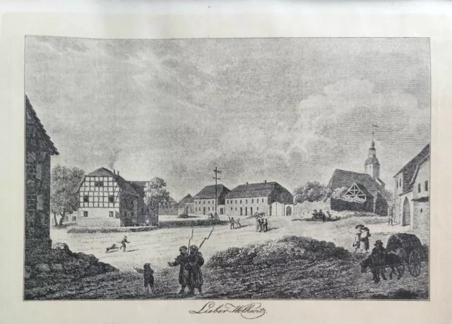 alte Ansicht von +Liebertwolkwitz+ Druck/Stich +Völkerschlacht bei LEIPZIG 1813