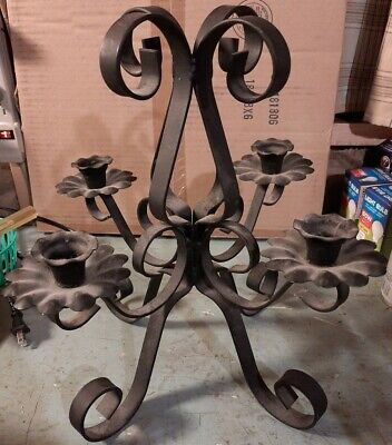 Vintage Ornate Tall Cast IRON Decorative 4 Candle Holders for Table Chandelier