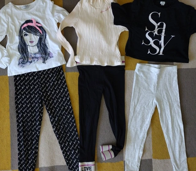 Pacchetto 3 top e 3 leggings per ragazze età 7-8 anni