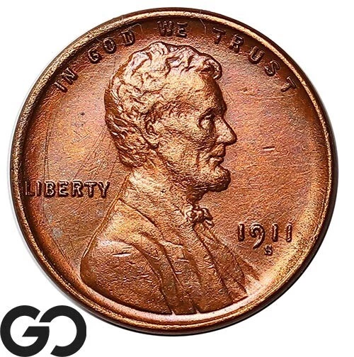 1911-S Lincoln Cent Wheat Penny, Gem BU++ Better Date ** Free Shipping!