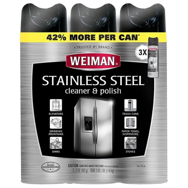Weiman Stainless Steel Cleaner and Polish, 17oz - 3 Pack