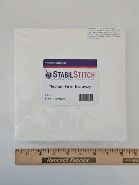Tearaway Embroidery Stabilizer by Threadart | 1.6 oz Medium Weight | 11x11  100 Precut Sheets | For Machine Embroidery