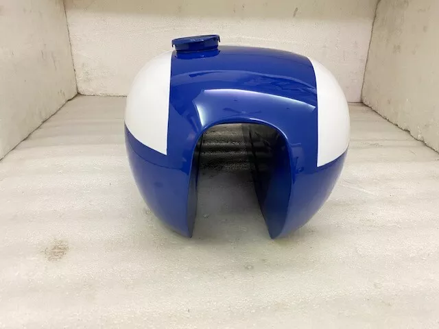 Fit For Triumph T140 Blue And White Painted Oil In Frame Gas Fuel Tank 3