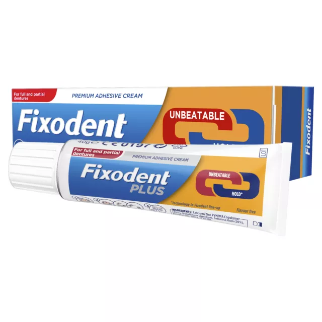 2 x Crema adhesiva dental Fixodent Plus 10X más fuerte con sujeción inmejorable, 40G 2