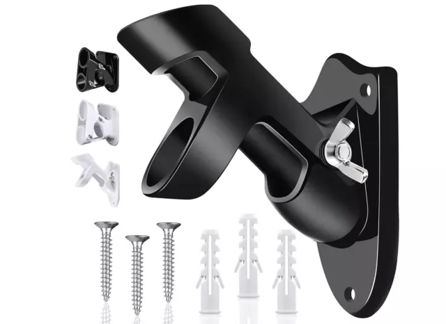 Two-Position Flag Pole Holder Heavy Duty Mounting Bracket with Hard wares Black