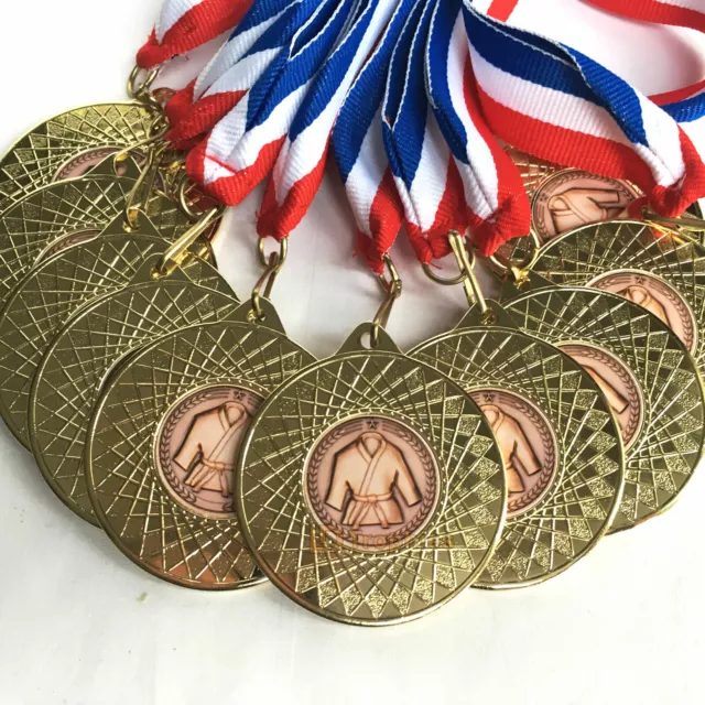 10 Martial Arts Medals & Ribbons, Karate Dobok Centre Martial Arts Trophy Award.
