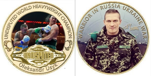 MONEDA DE ORO Usyk Firmada Tyson Fury Mike Oleksandr Autógrafo
