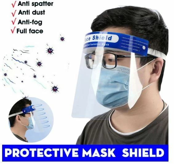 Safety Full Face Shield Clear Protector Work Industry Dental Anti-Fog 2pc+4 musk