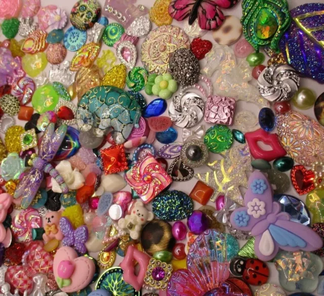 Mixed Cabochons Embellishments Gems Charms Fancy Flatback Decoden Scrapbooking