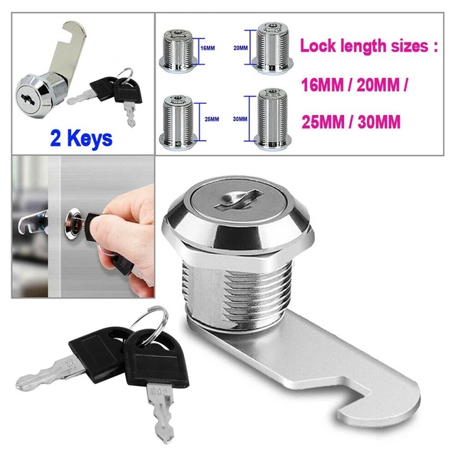 Cerradura de levas Cerradura de cajón 16/20/25/30mm Con 2 llaves Cerradura