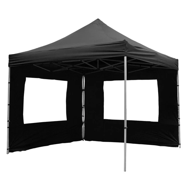 PROFI Falt Pavillon 3x3 m schwarz mit 4 Seitenteilen wasserdicht Festzelt