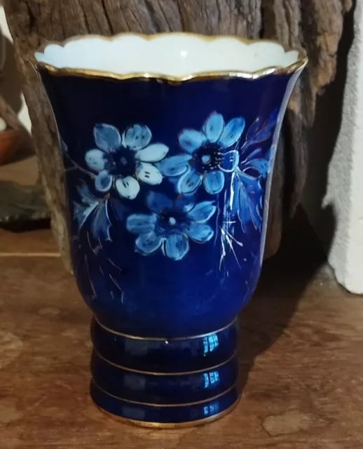 Vase en porcelaine de Limoges « Bleu de four » -M. Chaufriasse – Art déco