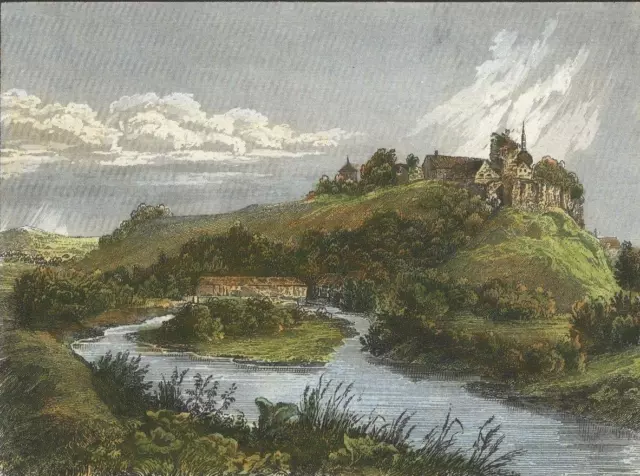 WIESENBURG (Wildenfels) - Schlossansicht - kolorierter Stahlstich um 1840