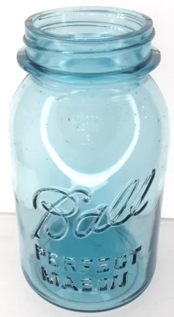 Canning Jar Ball Perfect Mason 1 Quart Blue Glass Primitive Kitchen Decor