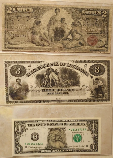 *LOT 18. $2 Silver US Educational large Note $3 Vintage and $1 Santa Lot.