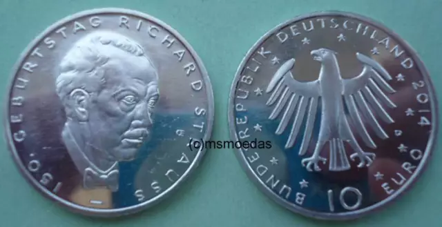 Deutschland BRD 10 Euro 2014 Richard Strauss Sondermünze Euromünze coin moedas