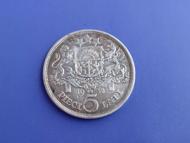 5 Lati 1932-Latvia-Silver-Rare