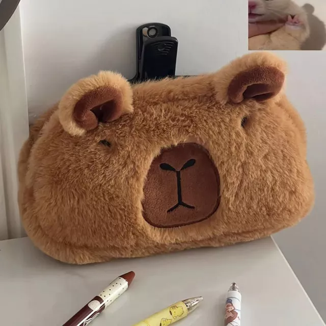 Cartoon Cute Pen Bag Plush Stuffed Animal Pencil Bag Large Capacity Cosmetic Bag