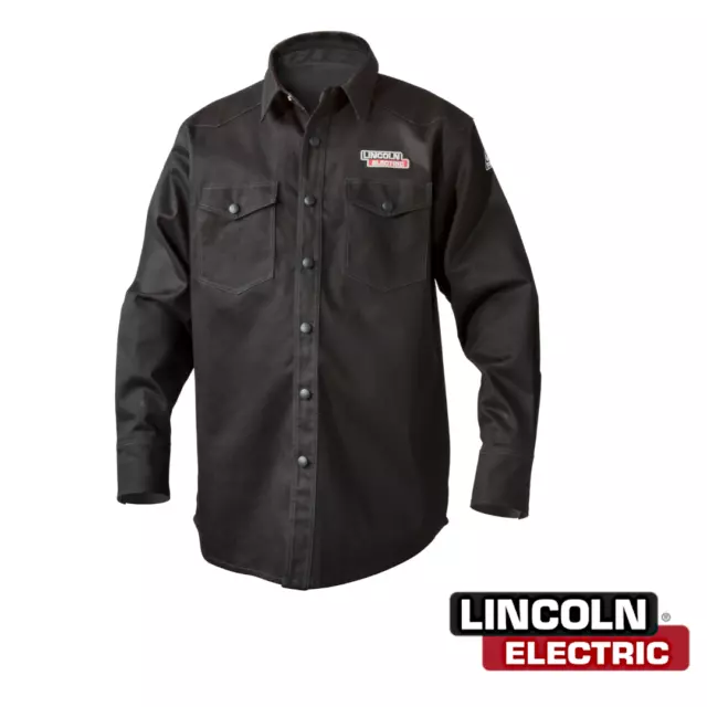 Lincoln Electric K3113-M Black Flame Retardant Welding Shirt, Size Medium