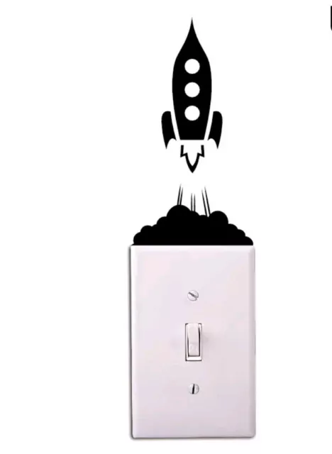 Rocket light switch wall decal sticker baby nursery boy bedroom home decor