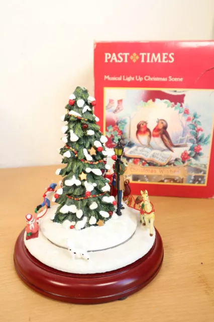 Vintage Past Times Musical Light Up Christmas Scene Boxed Christmas Wishes