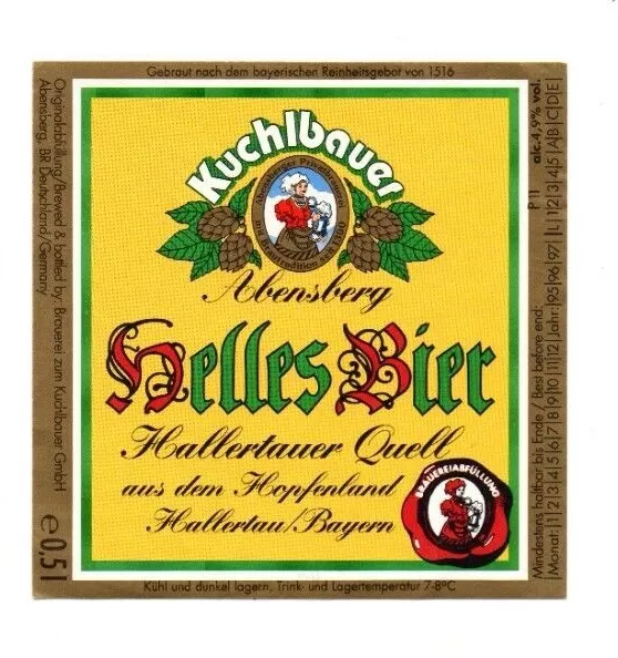 Germany - Beer Label - Brauerei zum Kuchlbauer, Abensberg - Helles Bier