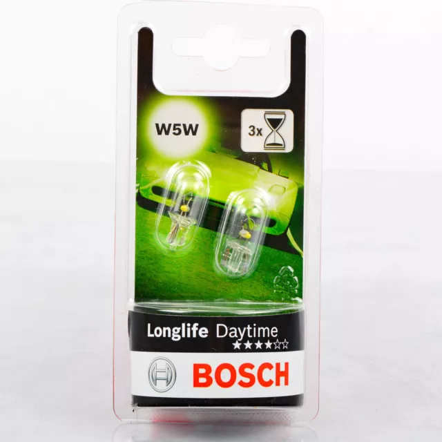 2x BOSCH 1987301052 Juego de bombillas 12V W5W Luz de estacionamiento Luz de matrícula LONG LIFE