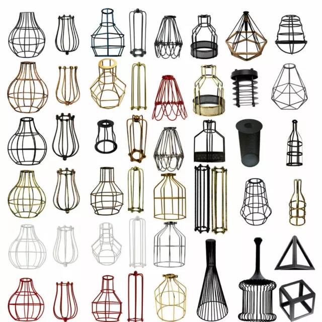 Cage tout filaire industriel lumière cadre métallique abat-jour vintage garde-lampe bar cafés Royaume-Uni