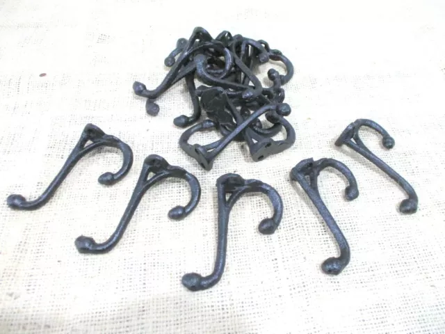 10 Black Coat Hooks Hat Entry Way Hall Tree Keys Storage Organization Cast Iron