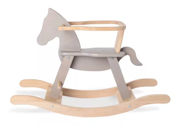 Cheval A Bascule Gris En Bois Avec Protection Pour Enfants Cadeau De Noel