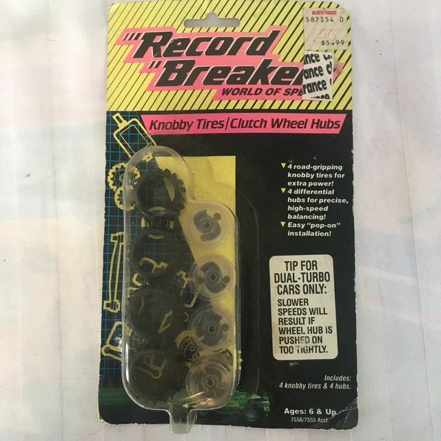 Record Breakers World of Speed Knobby/Clutch Wheel Hubs Tires Hasbro NEW 1989