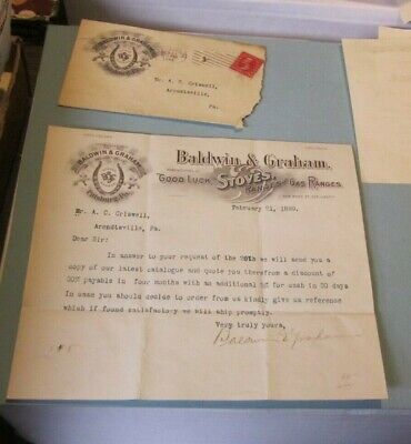 1899 Baldwin & Graham Stoves Advertising Billhead and Envelope Pittsburgh PA
