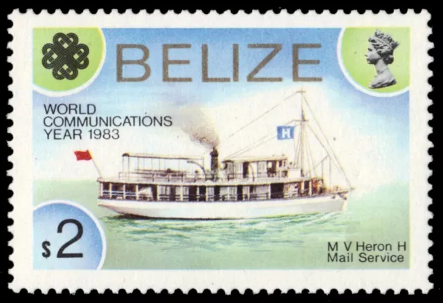 BELIZE 688 - World Communications Year "Mail Boat" (pb84586)