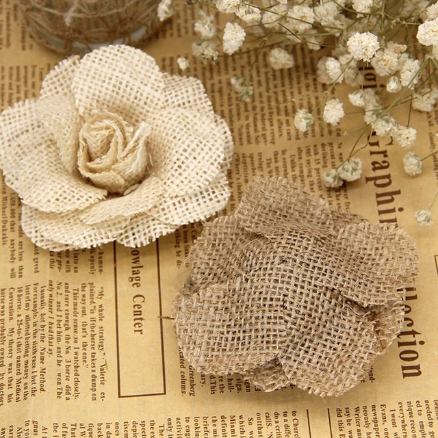 FLEURS DE JUTE rustiques pour d coration de mariage et de f te l gantes FLEURS DE JUTE rustiques pour d coration de mariage et de f te l gantes