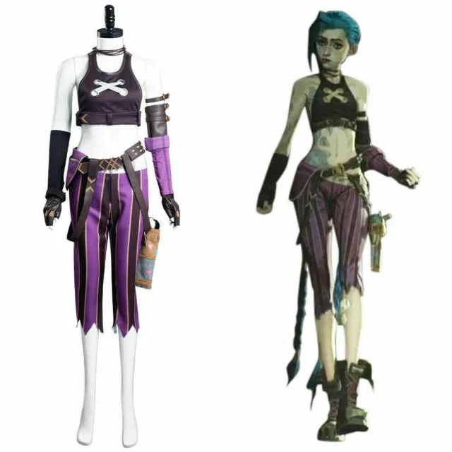 League of Legends LoL Jinx Cosplay Costume Uniform Halloween Outfit Party Wig