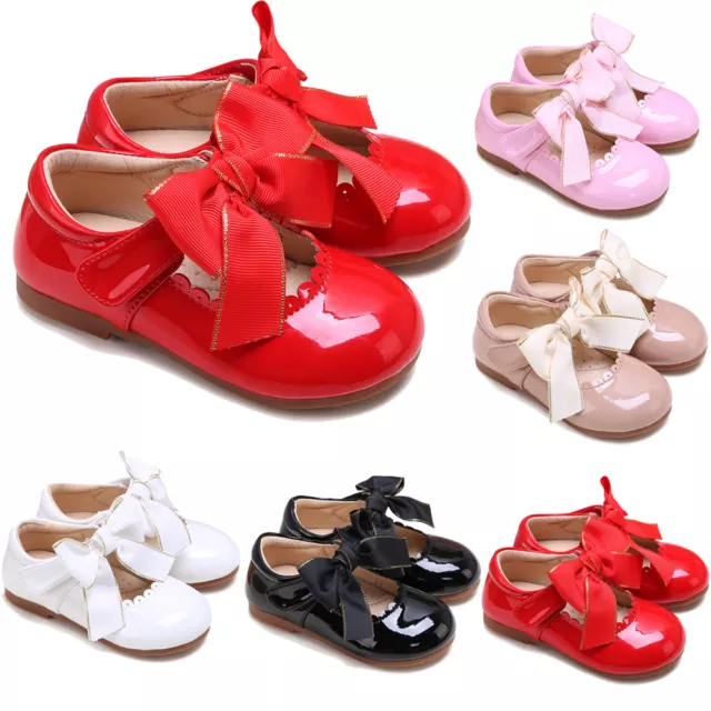Toddler Kids Girls Bow Spanish Traditional Flats Shoes Christmas Party Wedding