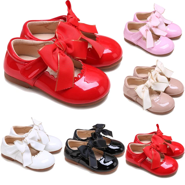 Toddler Kids Girls Bow Spanish Traditional Flats Shoes Christmas Party Wedding