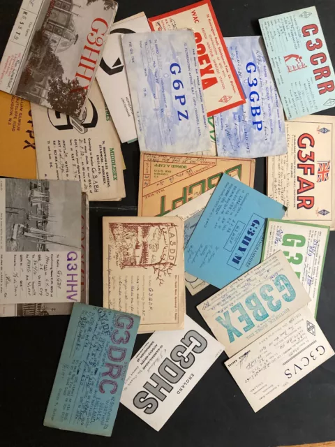 Small bundle approx 25 vintage QSL radio ham cards UK 1950s RAF