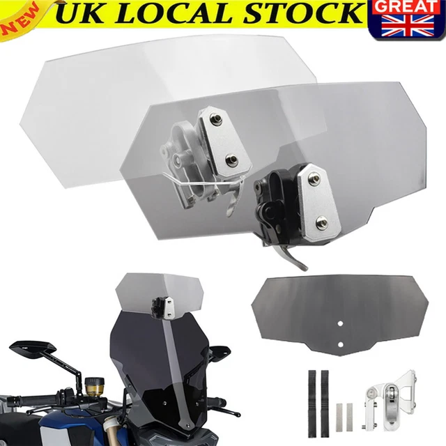 Motorcycle Adjustable Clip On Windshield Extension Spoiler Wind Deflector UK
