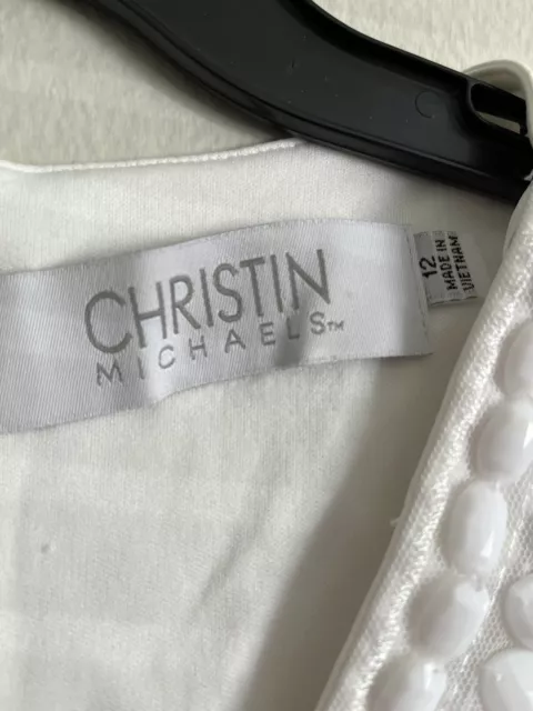 Christin Michael Womens Size 12 Dress Yellow White Sleeveless 3