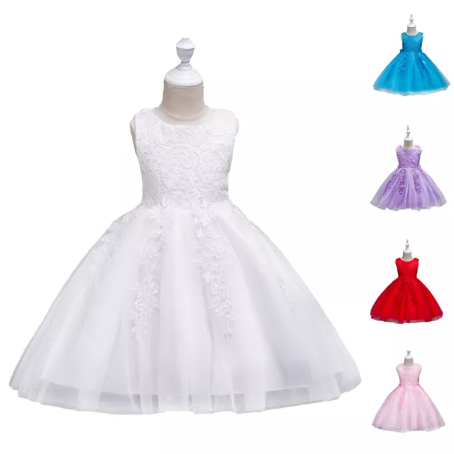 Princess Party Girl Flower Dress Pageant Tulle Tutu Prom Gown Bridesmaid Wedding