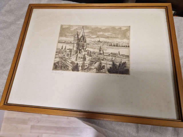 Zeichnung Bild gerahmt signiert Au12369