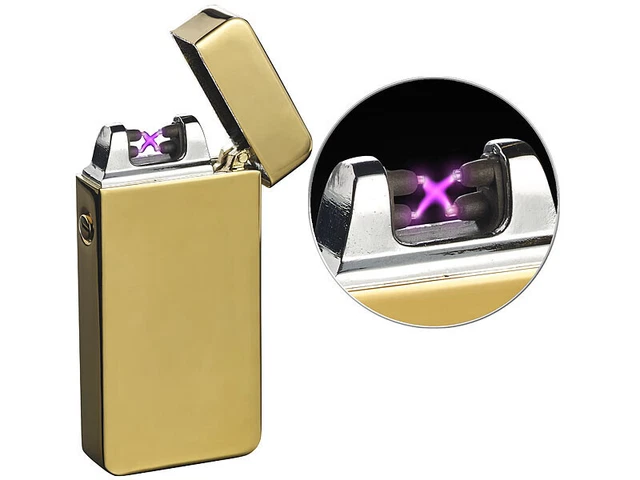 Briquet Électronique USB Rechargeable - Double Arc Électrique Puissant - Indicateur LED Batterie - Coupe-Vent - Noir