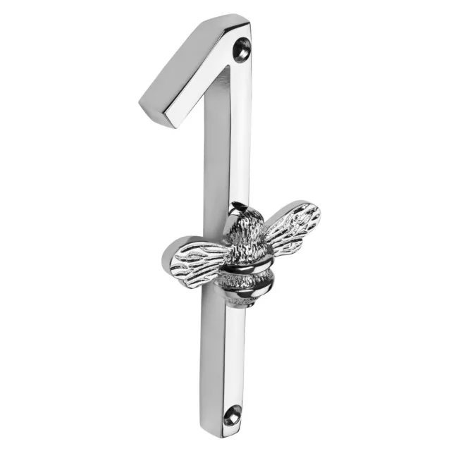 Silver Brass bee House Number Sign 5 inch (13 cm) Modern Door Numbers Signage 3