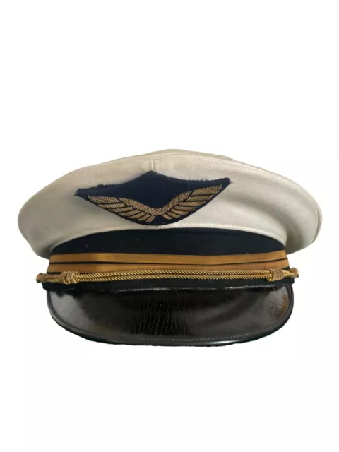 Ancienne casquette capitaine armée de l'air visière noir cuir - post Ww2 3