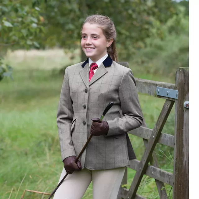 Equetech Junior Child Foxbury Tweed Hacking Show Riding Jacket - Navy Velvet 2