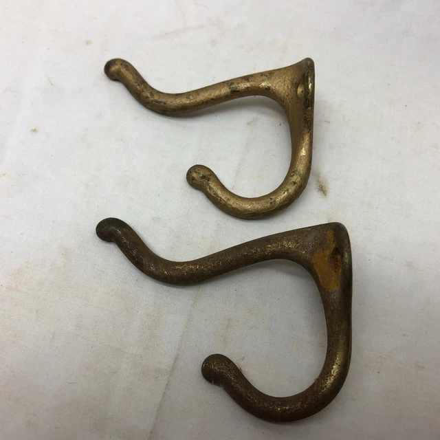 2 Vintage Metal Coat & Hat Hooks Hardware