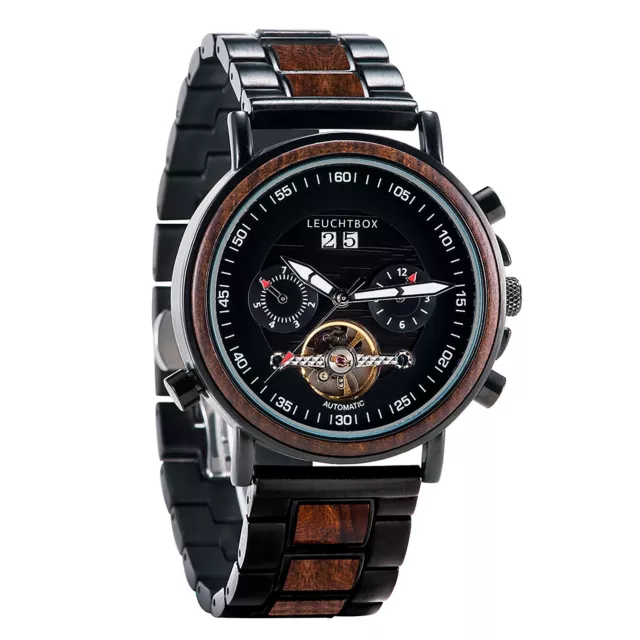 GT-Series Premium Ebenholz Automatik Herren-Uhr Mechanische Armbanduhr Jet Age