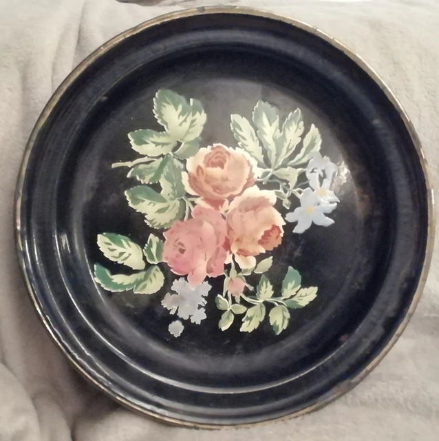 Assiette Gobelet Bébé Enfant Drexler 1950 - Tôle émaillée Motif Oie Nain Et Fleurs